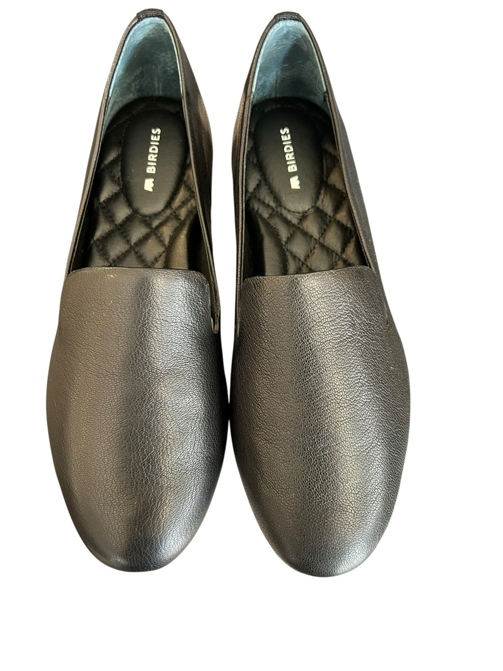 Birdies Black Pebbled Leather Slip-On Loafers